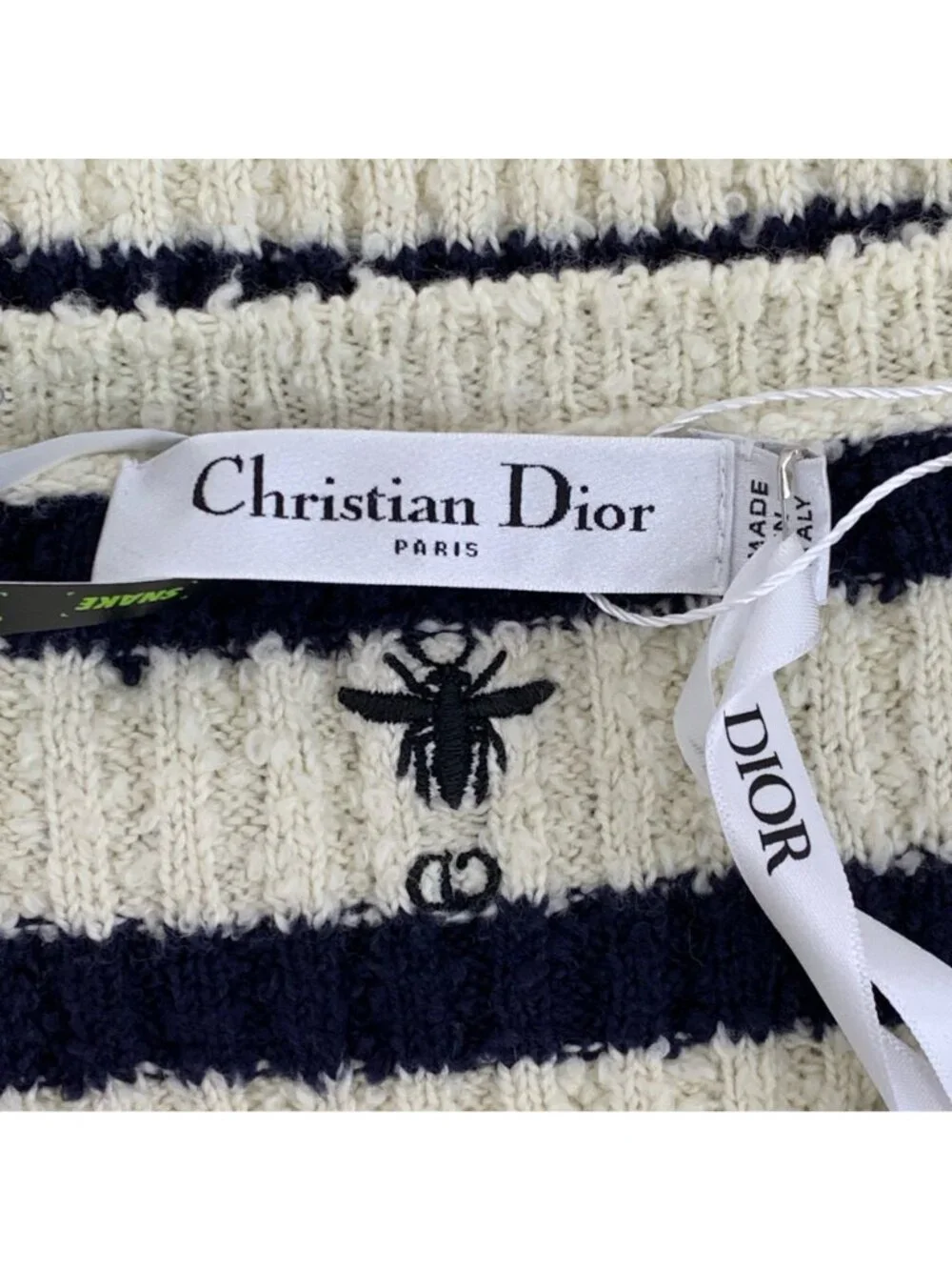 Dior Color-Block Stripe Bee Embroidered Cotton Knit Vest